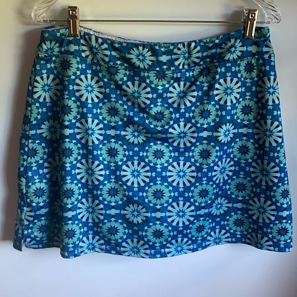 Ekouaer Shorts Ekouaer Blue Patterned Skort In Large Poshmark